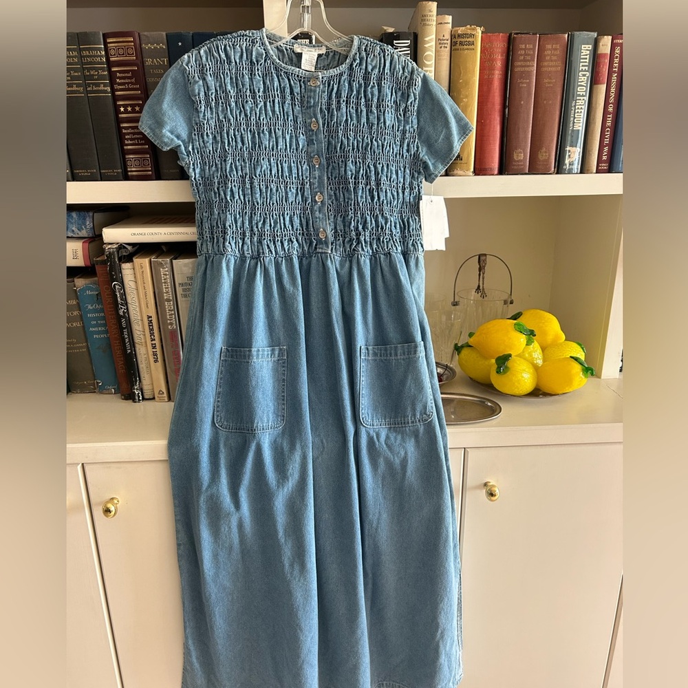 Vintage Denim Smocked Dress